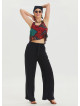 Black Viscose Harem Trousers with Elastic Waist Belt Detail 4571